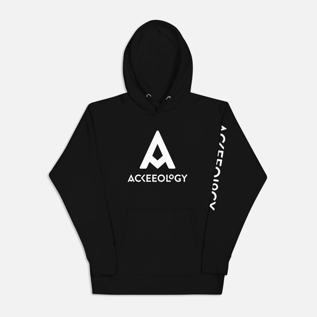 Ackeeology branded hoodie, in black, unisex